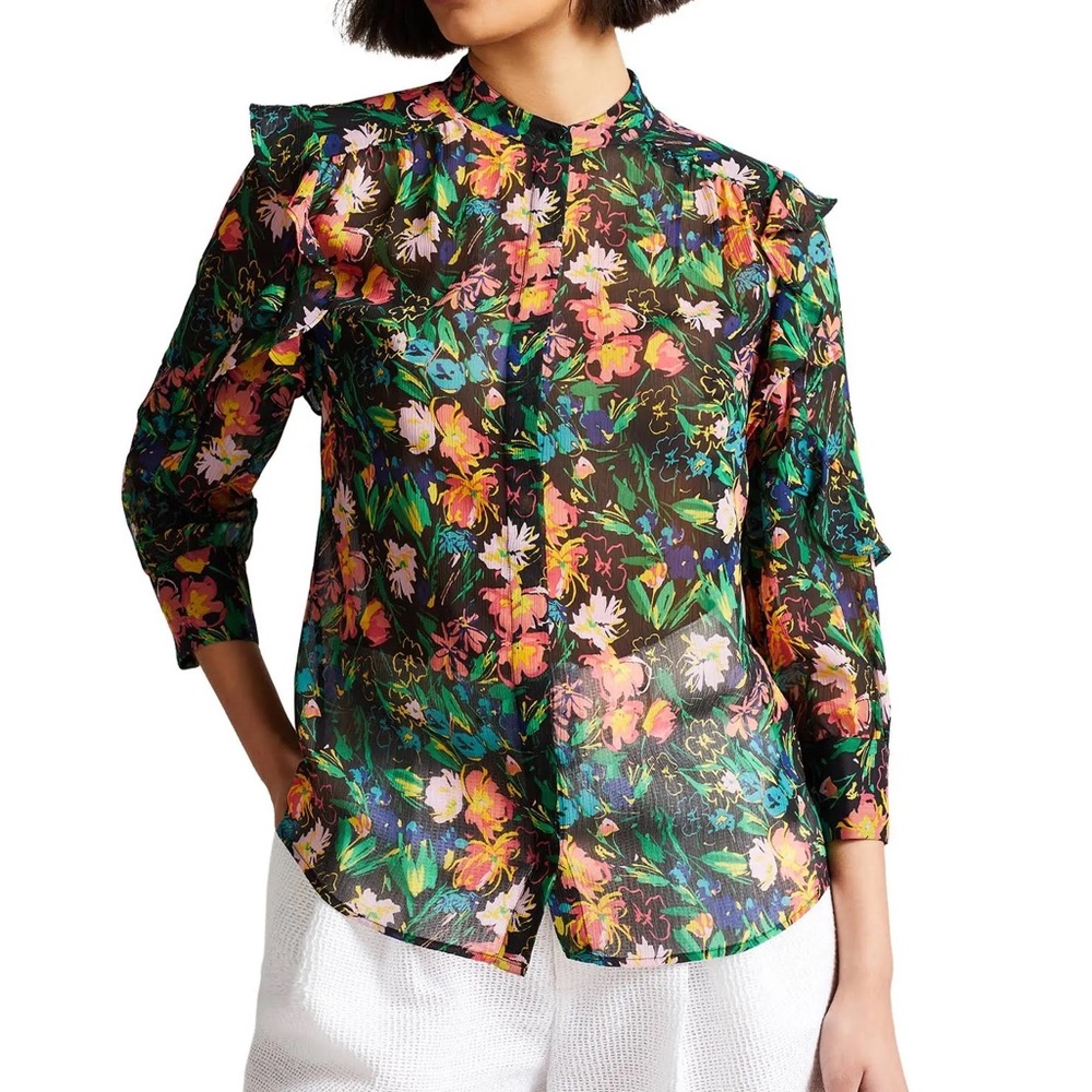 Ted Baker Carita Ruffle Sleeve Blouse- new with tags